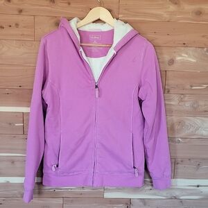 L.L.Bean Zip-Up Fleece-Lined Hoodie, Size M, Purple, Pockets